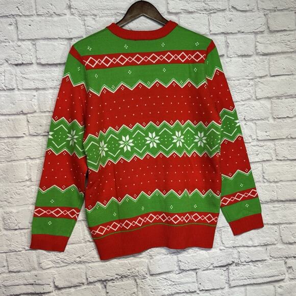 New Ugly Christmas Sweater Size L Cat Meowy Catmas Unisex Holiday Mad Engine - Picture 5 of 5